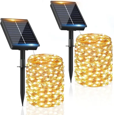 Éclairage solaire extérieur FIFlying, 2 x 16 m, 160 LED, résistant aux intempéries, 8 modes, IP65, étanche pour balcon