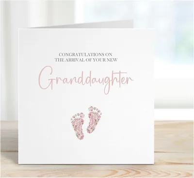 Pink Floral Baby Feet New Baby Card