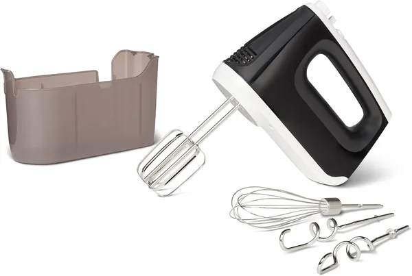 Amazon Basics Electric Hand Mixer 6 Speeds with Turbo, Snap On Storage Case, 400W, Medium, Black