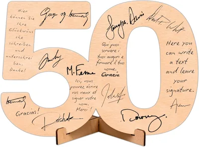 CUBIBOO ART Número de madera Cumpleaños 50º para mujeres - Hombres, 50º Aniversario de Oro Bodas - Mejor Oferta