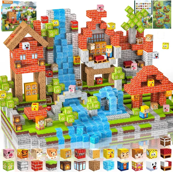 Crifeton Magnetiska Byggnadskubor 100 stk 2CM Magnetiska Blokker, 3+ STEM Montessori Sensory Spiel för 3-12 år