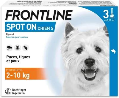 Frontline Spot sur Chien - Anti-Puces, Anti-Tiques et Lentes - Élimine les Puces pendant 8 Semaines - Tiques pendant 4 Semaines - pour Chiens de Petite Taille 2 à 10