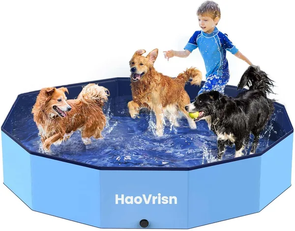 HaoVrisn Hondzwembad voor Grote Honden, Paddelbad voor Kinderen en Honden, 120 x 30 cm, Vouwbaar, Antislip en Dik PVC, Best Deal