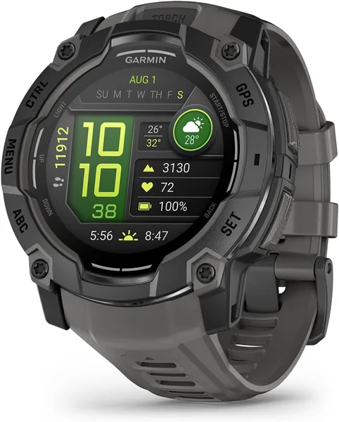 Garmin Instinct 3, Reloj Inteligente GPS, Pantalla AMOLED de 50 mm, Resistente al Agua, Aplicaciones Deportivas Integradas, Monitoreo de Salud, LED Flash