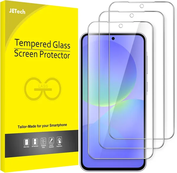 Protecteur d'écran JETech pour Samsung Galaxy A37 5G/A36 5G, verre trempé 9H, anti-rayures, transparent HD, pack de 3 - Meilleur Prix