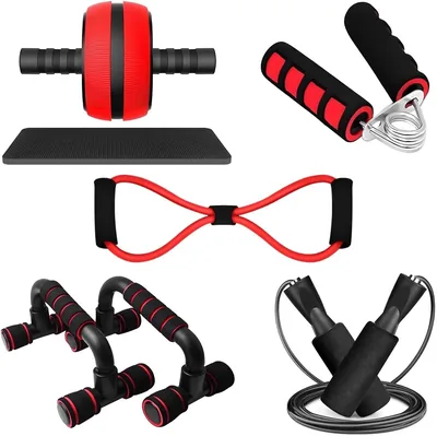 Raganet, Kit de Rueda Abdominal con Bandas de Resistencia, Ejercitador para Abdomen, Brazos y Piernas, 26% Off