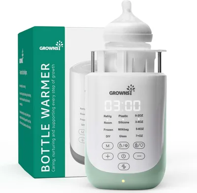 GROWNSY Nutri Bottle Warmer - Auto-Lift 10-in-1 Fast Heater with Night Light