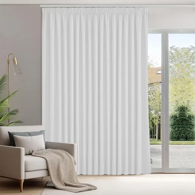 Deconovo Donkerheid Pleated Gordijnen, Gordijnstof voor Woonkamer en Slaapkamer, Moderne Stijl, 300×260 cm, Wit, 1 Paneel - Beste Deal