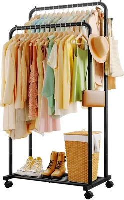 Sakugi Double-Rod Metal Clothing Rack 73x42x150cm Black