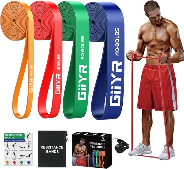 Giiyr Resistance Bands Set for Men & Women - 4 Levels Exercise Band with Door Anchor