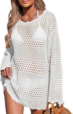 Vestido Crochet Playa Moda Cubrir Ropa de Salidas para Mujer, Cubrir Bikini Cami Holgado