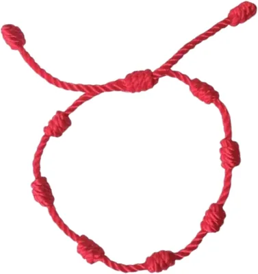 Pulsera de los 7 Nudos Roja Protección Hombre Mujer - Mal de Ojo Hilo Rojo Mantra Suerte Abundancia Yoga Ajust