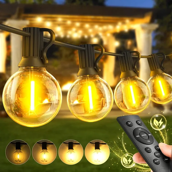 Garden-Outdoor-Lights-Mains-Powered-String-Festoon-Light LED 100ft 30M Outside Lighting Waterproof Bulb Patio Gazebo Party Pergola Wedding Backyard Porch Yard Terrace Electric Fest