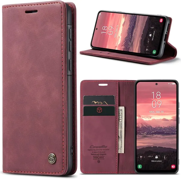 Étui Azororo pour Samsung Galaxy A56 5G - Housse portefeuille en cuir protectrice avec fermeture magnétique