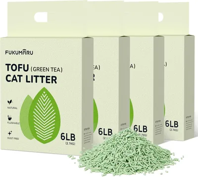 Fukamaru Tofu Cat Litter 10.8 kg - Arena para Gatos con Formación de Bolas, Control de Olores con Aroma a Té Verde, Sin Polvo y Fácil de Agregar