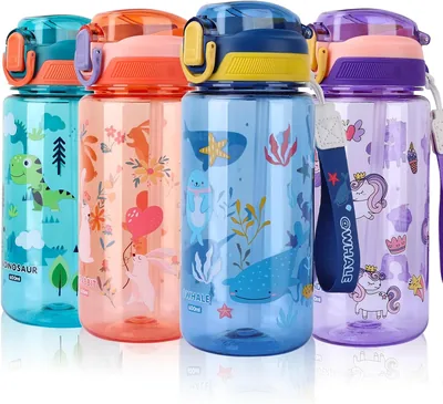 Kids Water Bottles with Straw, 600ml BPA-Free Tritan Sport Bottle for Girls, Best Deal
