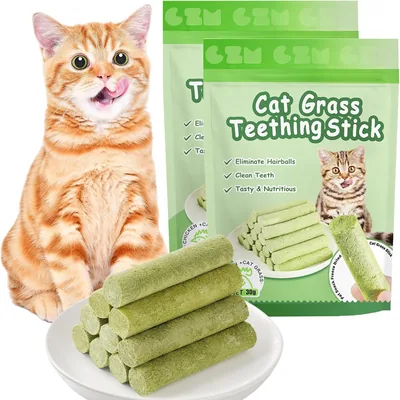 OSDUE 12st p Cat Grass Chew Bar, Tandvård & Hårbortskrivning Bläddor | Kattegräs Snack, Katnipp Toy Naturligt Oral Reiniging för ökad