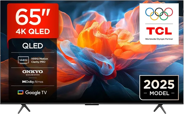 TCL 65T8C-UK 65 Inch 4K 144Hz Gaming QLED Onkyo 2.1 Dolby Atmos Google TV with Dolby Vision & HDR 10+ BBC iPlayer