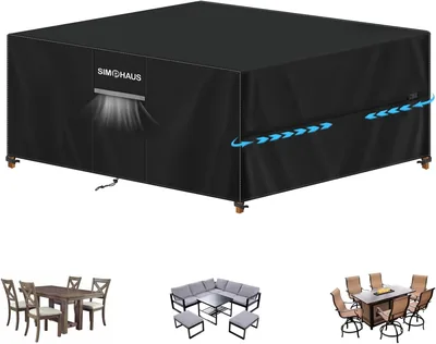 SIMPHAUS Garden Furniture Covers - Vattenfritt utdobbar terrassmöbel kappel med ventilering, 420D Oxford