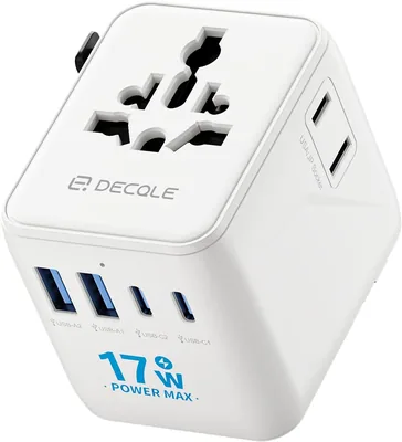 Adaptador Universal Decqle con 2 USB-C, 2 USB-A y 2 AC, 30% de Descuento