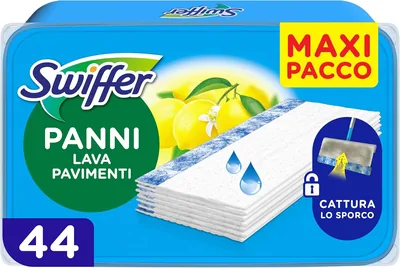 Moppa Swiffer Wet & Dry Pavimento in Lemon, 44 Panni Inclusi, Maxi