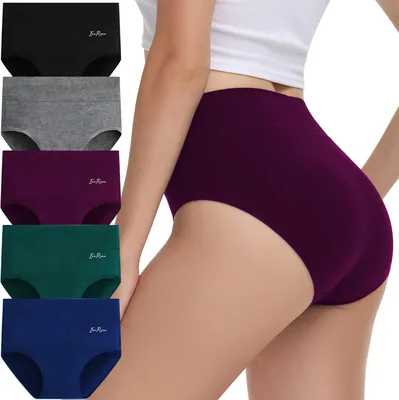 IceReco Women's Haute Taille Coton Sous-vêtements - Pack de 5, Coupe Ajustée Confortable pour Ventre Plat - Sous-vêtements en Coton Doux et Élastique