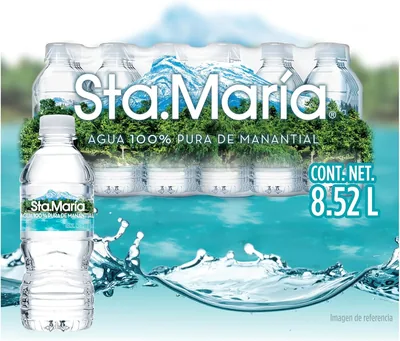 Agua Natural Santa María: 100% Pura de Manantial - Paquete de 24 Unidades de 355 ml - 35% de Descuento
