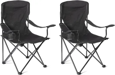 Chaise de camping pliante Amazon Basics avec porte-gobelet, cadre en acier, résistant à l'eau, sac de transport inclus, 72.5 cm - Best Deal