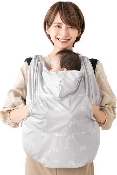 KERATA Baby Carrier Cape with Cooling Sensation, Sunshade, 99% UV Protection, UPF 50+, Cooling, Spring and Summer, Adjustable Size, to Repel Insects, Stroller Cover, Clip Attachment