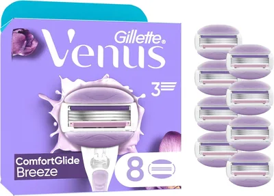 Gillette Venus ComfortGlide Voor Vrouwen Mesjes Refill 8 Mesjes | 3-bladige damesshaver vervangingsmesjes voor zacht en comfortabel scheren