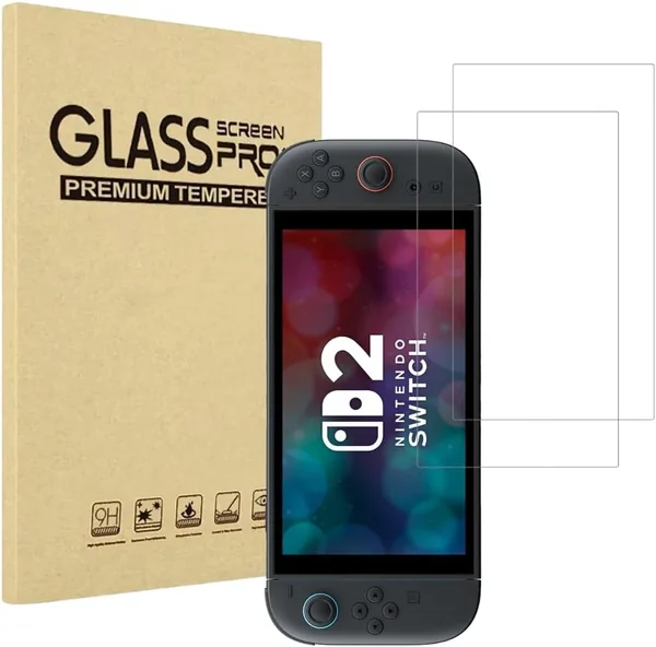 PHONILLICO Screen Protector for Nintendo Switch 2 (2025) [Pack of 2] Tempered Glass Protective Film Resistant Against Scratches