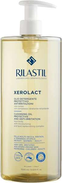 Rilastil Xerolact Olio Detergente Viso e Corpo 54% Off - Per Neonati, Bambini e Adulti, Idratante, Relipidante