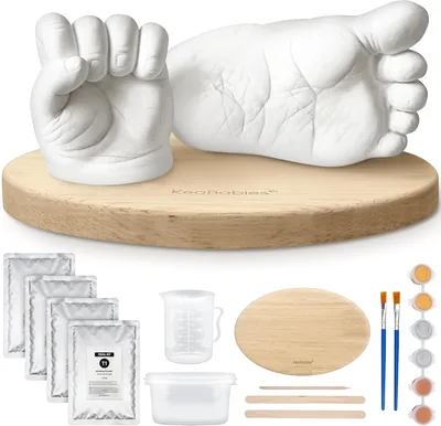 KeaBabies Baby Casting Kit Hands and Feet Mold 3D Oval Ash Wood Newborn