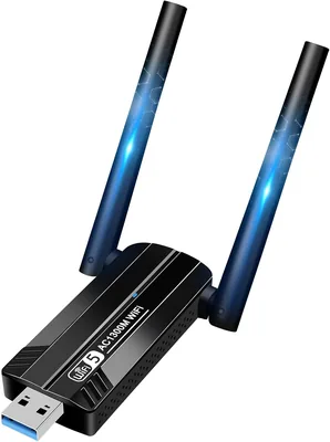 Clé USB WiFi 1300Mbps, Adaptateur WiFi Dual Bande avec Antenne Haute Gain pour PC/Ordinateur de Bureau - USB 3.0