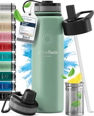 Active Stainless Steel Vakuumfodde Vattenfles, 3 Skador & Strumpar, Utlåsning och BPA Fri | 12