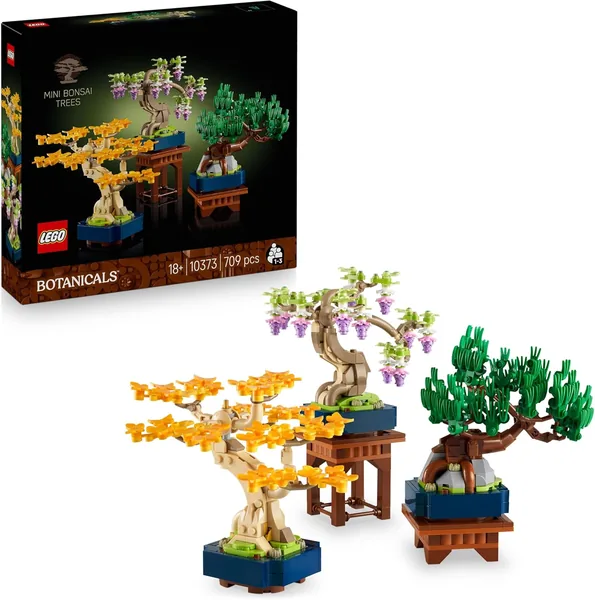LEGO Botanicals Mini Bonsai Bomen - Ginkgo, Zwarte Den en Wisteria Kunstplanten met Display Standen - DIY Thuisdecoratie Mode