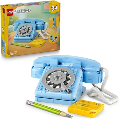 LEGO Creator 3in1 Retro Telefoon Speelgoed met Draaiwiel - Transformeert naar een 80's Model of 2 Mobiele Telefoons uit de 2000's - CR