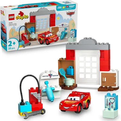 LEGO DUPLO | Disney Wizyta McQueena z warsztatem Wójta 10456 | Zabawkowy samochód z filmu Auta dla 2-latka, prezent