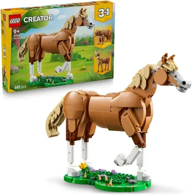 LEGO Creator 3 w 1 Piękny koń 31166 | Zestaw klocków konstrukcyjnych, figurka konia do przebudowy na niedźwiedzia lub jelenia
