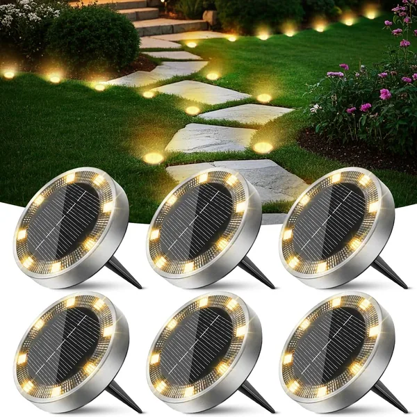 Peasur Pack of 6 Solar Floor Lights Outdoor