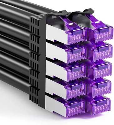 FGB 10 Gbps Patchkabel 0,5 m x 10 (RJ45 Netzwerkkabel CAT 7 mit SFTP PIMF-Schirmung) Kupfer Ethernetkabel 50 cm DSL LAN Kabel