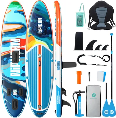 Niphean Inflatable SUP Board 126 cm/230 cm con Accessori Stabili | Tabella SUP da 200 kg, Anti-scivolo con Kit Riparazione