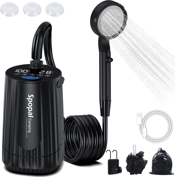 Spopal Campingdusch 10 000 mAh med Pump, IPX8, Type-C Laddning, 19% Off