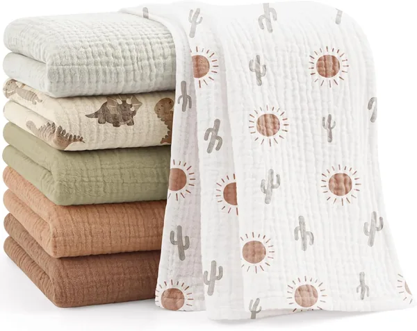 Bearmoss Molleton Klötze Baby 100% Baumwolle Weich Burp Tücher Babytuch, Atmungsaktiv und Extrem Saugfähig Muslin Stoff für Absorben