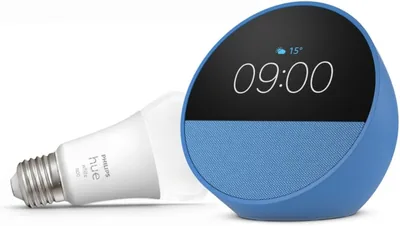 Echo Spot (Newest) + Hue White Bulb - 43% Off