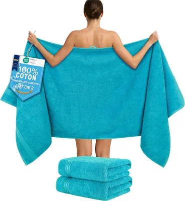 Hammetex - Ensemble de 2 serviettes de bain et sauna extra larges, 80 x 200 cm, 100% coton 500 GSM, absorbantes, rapide séchage, certifiées Oeko-TEX - 31% de réduction