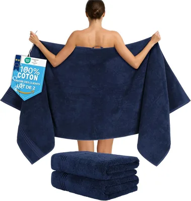 Hammetex - Ensemble de 2 serviettes de bain extra larges, 80 x 200 cm, 100% coton 500 gsm, absorbantes, séchantes rapidement, certifiées Oeko-Tex - 31% de réduction