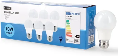 Lámparas LED M Ledme - 6x E27 A60 10W, Luz Fría (6000K), 820 Lumen, IP20, 200° de Abanico de Luz