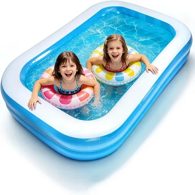 Piscina inflable rectangular para niños, 200 x 150 x 50 cm, doble capa, PVC resistente, natación divertida
