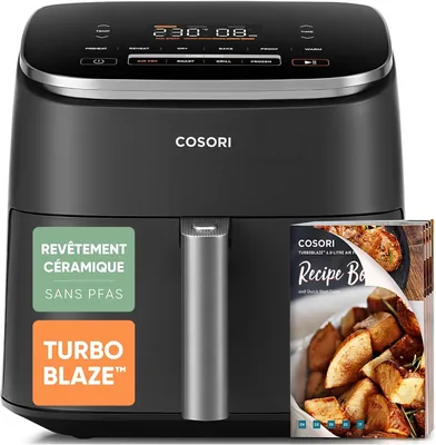 Cosori Air Fryer 6L TurboBlaze 9-en-1 PFAS Libre Céramique | Moteur DC 5 Vitesses, -64% Énergie, 53dB Silencieux, Panier Antiadhésif